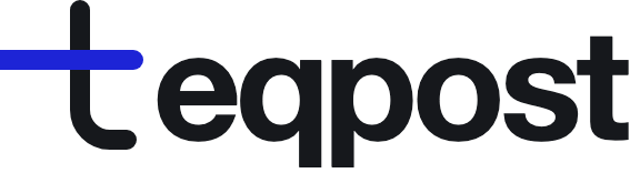 teqpost logo: the ledger t with its ultramarine rule