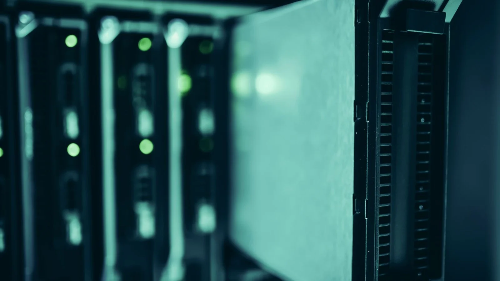Close-up of server racks in a data center highlighting modern technology infrastructure.