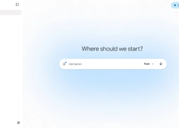 Gemini new-chat homepage with sidebar and 'Ask Gemini' input box